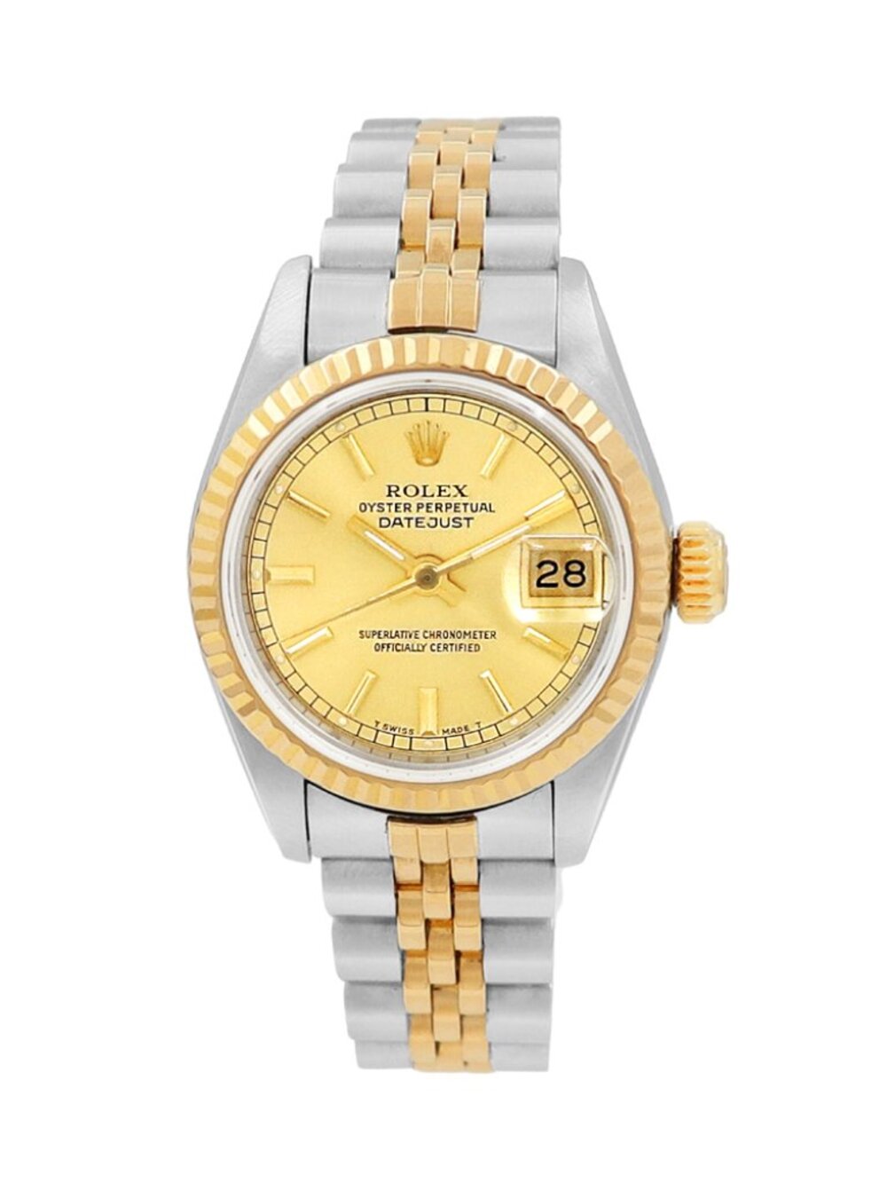Rolex Watch Datejust Lady Champagne Stick Dial on Jubilee 69173 Papers 1989